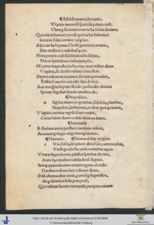 Ad lectorem exhortatio, Propositio et Invocatio