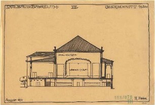 Fischer, Theodor; Bayreuth (Bayern); Rathaus (Umbau Infanteriekaserne) und Saalbau - Querschnitt
