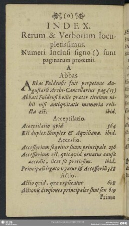 Index Rerum & Verborum locupletissimus