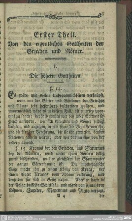 Erster Theil. Von den eigentlichen Gottheiten der Griechen und Römer