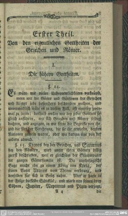 Erster Theil. Von den eigentlichen Gottheiten der Griechen und Römer