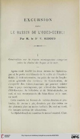 Sér. 3: Excursion dans le bassin de l'Oued-Guebli
