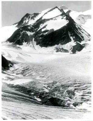Alpen, Tirol, Ötztaler Alpen, Blick über den Mittelbergferner auf Fernerkogel und Wildspitze