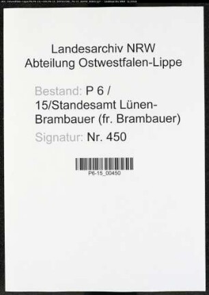 Sterberegister Standesamt Lünen-Brambauer