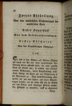 Zweyte Abtheilung. Von den natürlichen Erscheinungen der menschlichen Seele.