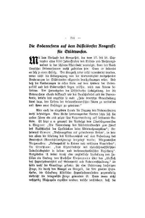 Die Bodenreform auf dem Düsseldorfer Kongresse für Städtewesen