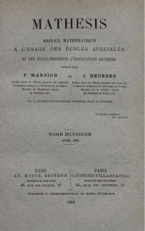 TOME HUITIÉME. AVRIL 1888.