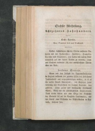 Sechste Abtheilung. Achtzehntes Jahrhundert