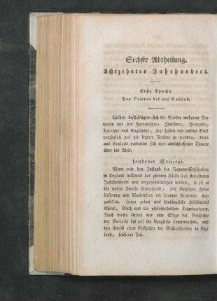 Sechste Abtheilung. Achtzehntes Jahrhundert