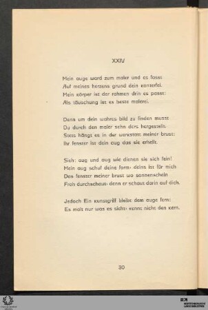 XXIV: Mein auge ward zum maler und es fasst