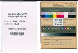 Entnazifizierung Margarete Becker, geb. 20.12.1907 (Drogistin)