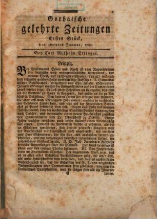 Gothaische gelehrte Zeitungen : auf das Jahr .... 1782, 1782