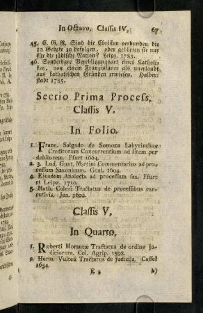 67-76, Sectio Prima Process. - Sectio Secunda Jus Criminale.