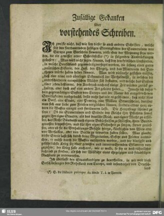 Zufällige Gedanken über vorstehendes Schreiben
