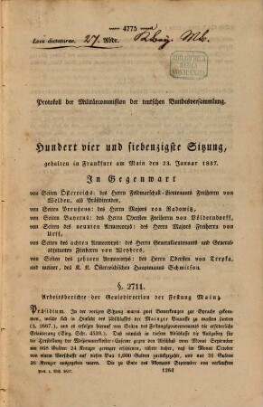 Protokolle der Militärcommission der Teutschen Bundesversammlung : Sitzung ... 1837 = Sitz. 174 - 176