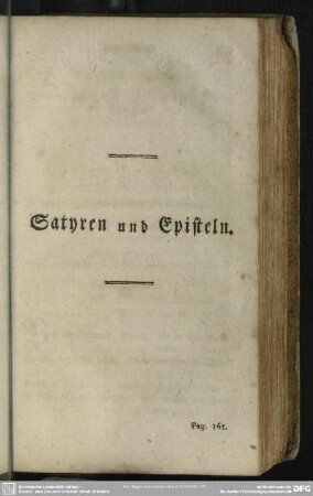 Satyren und Episteln