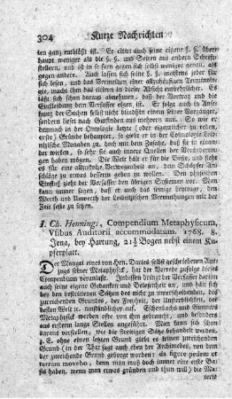 Compendium metaphysicum.