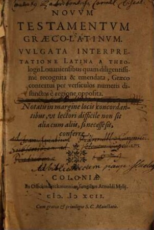 Novvm Testamentvm Graeco-Latinvm