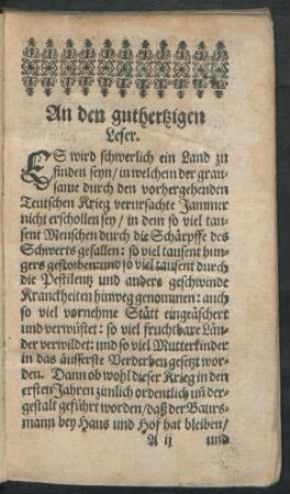 An den guthertzigen Leser.