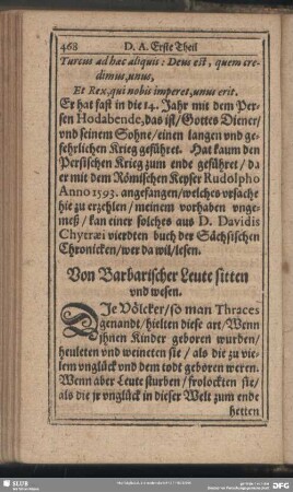 Von Barbarischer Leute sitten und wesen