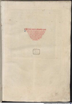 Lectura super quinque libros Decretalium : mit Additiones von Antonius de Butrio, Antonius Corsettus, Bernardinus Capitaneus de Landriano, Bartholomaeus Bellencinus. Mit Casus von Bernardus Parmensis. Mit Widmungsbrief an Hieronymus Capitaneus de Landriano von Bernardinus Capitaneus de Landriano. Mit Privileg, [1,1]