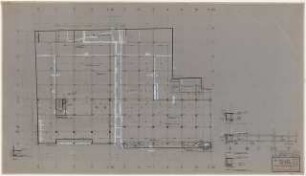 Geschäftshaus Knesebeckstraße/Kurfürstendamm, Berlin-Charlottenburg: 1. Bauabschnitt: Grundriss KG (mit Decke) 1:100