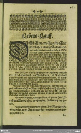 Lebenslauf : Lebens-Lauff