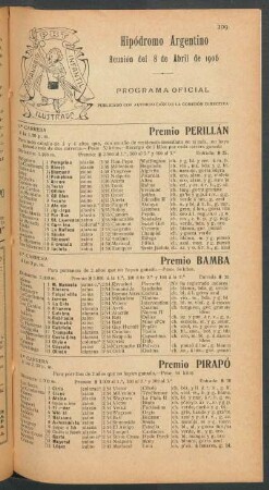 Hipódromo Argentino - Reunión del 08 de Abril de 1906 - Programa oficial