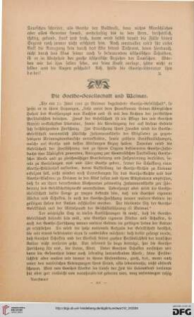 Die Goethe-Gesellschaft und Weimar