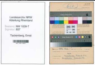 Entnazifizierung Ernst Tackenberg , geb. 17.01.1902 (Dreher)