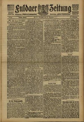 Erste Ausgabe vom Samstag, den 23. Dezember 1911.