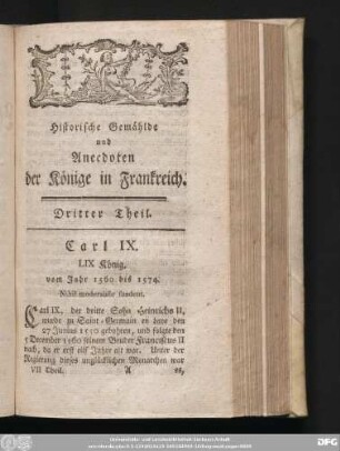 Carl IX. LIX König. vom Jahr 1560 bis 1574.