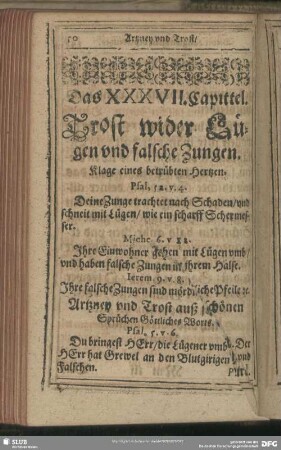 Das XXXVII. Capittel. Trost wider Lügen und falsche Zungen