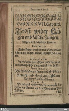 Das XXXVII. Capittel. Trost wider Lügen und falsche Zungen