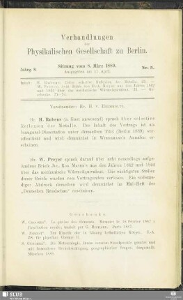 Nr. 5. Sitzung vom 8. März 1889