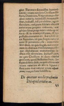 De quatuor modis praesentiae Dei apud creaturas.