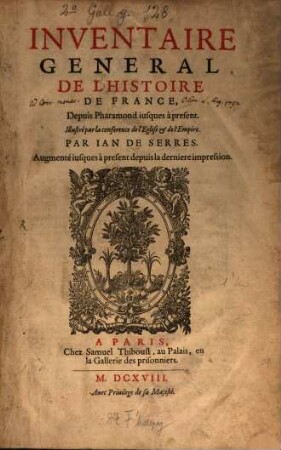 Inventaire général de l'histoire de France, 1. (1618)