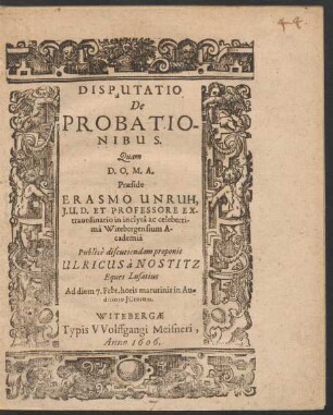 Disputatio De Probationibus
