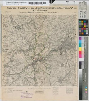 Vorschlag Elberfelds auf Gebietserweiterung. Schematische Schnitte Hardenberg-Elberfeld-Barmen -Ronsdorf; Cronenberg-Elberfeld-Neviges-Velbert; Neviges-Langenberg. Langen 1 : 50.000, Höhen 1 : 2.500. Schematischer Schnitt. Grenze Elberfeld-Cronenberg-Remscheid und Elberfeld-Cronenberg-Solingen. Schematische Darstellung der Nutzungsverhältnisse nach dem Flächenaufteilungsplan I. Stadt Elberfeld II. Vohwinkel, Gruiten, Schöller, z.T. Wülfrath III. Stadt Neviges IV. Stadt Cronenberg. Graphische Darstellung der Nutzungsverhältnisse nach dem Flächenaufteilungsplan. V. Gesamtfläche ausschließlich Elberfeld VI. Gesamtfläche einschließlich Elberfeld. Vohwinkel, Cronenberg. Bauliche Entwicklung der Stadt Elberfeld 1 : 25.000. 1909-27. Bauliche Entwicklung von Vohwinkel 1907- 29. Bauliche Entwicklung von Cronenberg. Bauliche Entwicklung von Neviges. Grundbesitzplan Elberfeld, Vohwinkel, Neviges, Cronenberg. Anlagen Nr. 14-29 zum Bericht des Oberbürgermeisters der Stadt Elberfeld von 20. April 1928 betr. kommunale Neugliederung