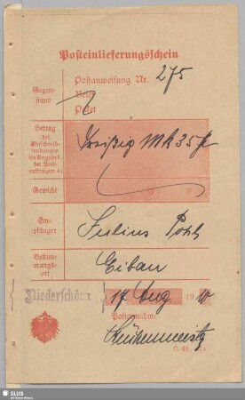 Julius Pohl, Leinen- u. Baumwoll-Weberei, Eibau in Sachsen : Rechnung