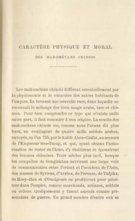 Caractère physique et moral des mahométans chinois