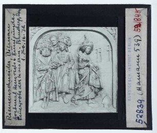 Riemenschneider, Grabmal Heinrich II. und Kunigunde, Relief: Feuerprobe der Kaiserin (Bamberg, Bamberger Dom)
