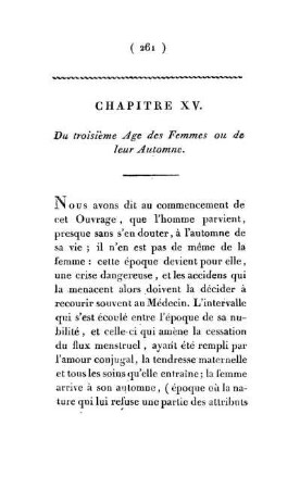 Chapitre XV. Du troisième Age des Femmes ou de leur Automne.