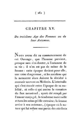 Chapitre XV. Du troisième Age des Femmes ou de leur Automne.