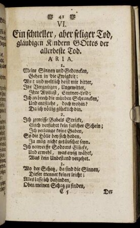 VI. Ein schneller, aber seliger Tod, gläubigen Kindern Gottes der allerbeste Tod.