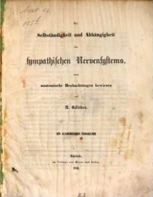 Die Selbständigkeit und Abhängigkeit des sympathischen Nervensystems