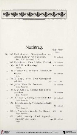 Nachtrag (Nr. 182-320)