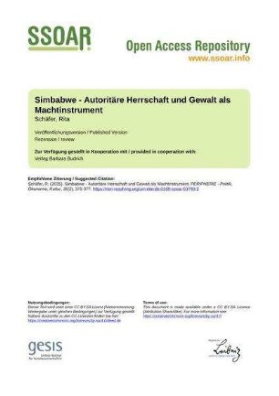 Simbabwe - Autoritäre Herrschaft und Gewalt als Machtinstrument