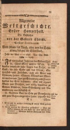 Erster Haupttheil. Die Geschichte vor der Geburt Christi