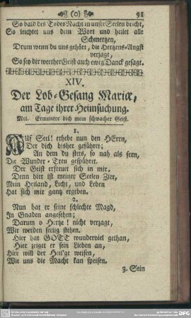 XIV. Der Lob-Gesang Mariae, am Tage ihrer Heimsuchung
